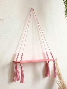 Bộ 1/2 kệ treo macrame màu hồng, kệ treo tường bằng dây tua rua đính hạt, giá trang trí phong cách Boho cho phòng ngủ/phòng khách, kệ đựng đồ treo tường phong cách Bohemian hiện đại, kệ treo tường đa chức năng màu hồng, kệ treo tua rua đính hạt trang nhã. - Nhiều màu - Xem 14