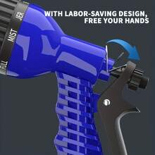 Expandable Garden Hose, Durable Waterproof Hose With 3-Fold Expandable Function, Comes With Spray Gun And 7 Function Adjustment, Black - Black - View 9