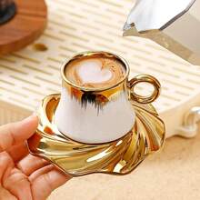 Set Cangkir dan Piring Kopi Espresso Keramik, Cocok untuk Minum Espresso atau Kopi Turki, Peralatan Makan, Ramadan Eid Mubarak - Gaya A - View 4