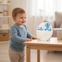 Newborn Birth Announcement Sign, Wooden Baby Name Plaque, Baby Baptism Decoration, Baby Girl Boy Photo Prop, Family Gift, Baby Baptism Easter Gift - Hot Air Balloon - View 9