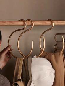 铝合金金属衣架，多功能节省空间挂钩，可用于悬挂帽子、毛巾、围巾等 - 多功能衣橱收纳架，简约春日风格，夏季上衣 - 彩色 - 查看 5