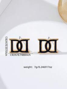 一对欧美几何水滴字母耳环 - 彩色 - 查看 3