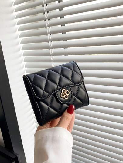 Fashionable Minimalist Retro Rhombus Pattern Short Wallet, Versatile Design Suitable For Shopping, Dating, Business, Commuting