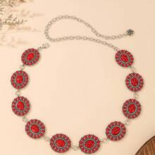 Dây thắt lưng ngọc lam chạm khắc cổ điển, Dây thắt lưng quyến rũ phong cách Bohemian, Hợp kim kẽm Boho Đá quý màu ngọc lam xanh, Thích hợp cho tiệc tùng, đám cưới, mọi mùa - xanh quân đội - Xem 6