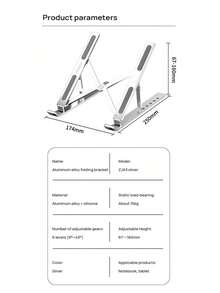 Lenovo ZJA3 Ergonomic Laptop Stand, Aluminum Alloy Adjustable Height, Stable Support, Heat Dissipation, Relieve Fatigue From Prolonged Sitting - View 9