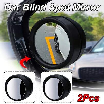 2个装汽车后视盲点镜，360度旋转可调，扩大后视范围，适用于轿车、SUV和卡车，后视镜配件，汽车安全配件