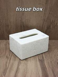 8件套树脂浴室配件套装 - 人造大理石纹。包括皂碟、漱口杯、乳液瓶、牙刷架、棉签架、纸巾盒、小托盘和大托盘。 - 彩色 - 查看 12