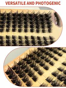 140pcs Faux Mink Lashes,0.07mm D-Curl Fiuffy, 8-16mm Mixed, SuperThick & Voluminous False Eyelashes, EyelashExtension, Makeup Lashes, Lash Clusters,Individual Lashes, False Lashes - C - View 6