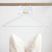 2 Pack Bride And Groom Hanger Set, Bridal Dress Hanger With Bow Tie & Pearls Bridal Party & Shower - 珍珠 - 查看 5
