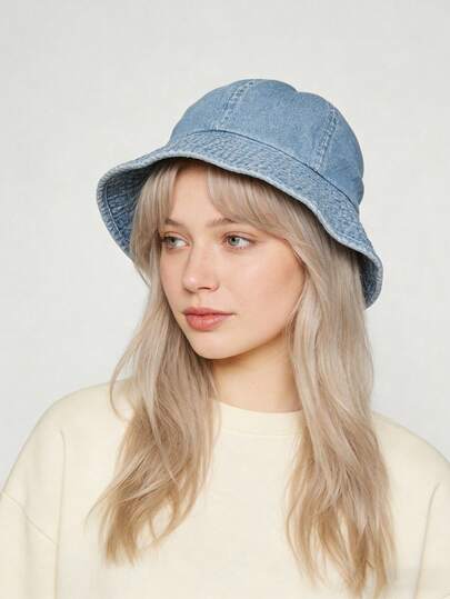 1pc Women Casual Polyester Bucket Hat, Versatile For Daily And Outdoor Use
