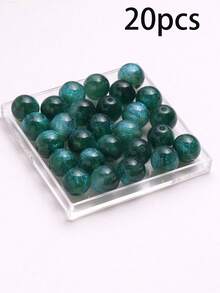 50pcs Dreamy Spring/Summer Galaxy Glitter Round Resin Beads, DIY Bracelet Jewelry Making Supplies - Multicolor - View 82