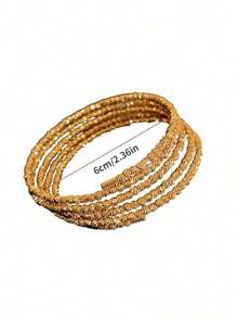 1pc Crushed Silver Handmade Beaded Three-Layer Five-Layer Open 24K Gold Plated Bracelet Metallic Light Luxury Personalized Multi-Layer Bracelet Elegant Versatile Hand Jewelry For Women - Multicolor - View 6