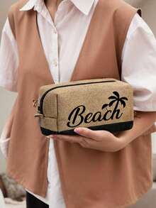 这款沙滩主题手提包套装印有“Beach”字样和棕榈树图案。这款时尚可折叠沙滩包适合游泳和海滩旅行。它还可以用作女士单肩包、购物袋或多功能收纳袋。时尚通勤手提包 - 彩色 - 查看 4