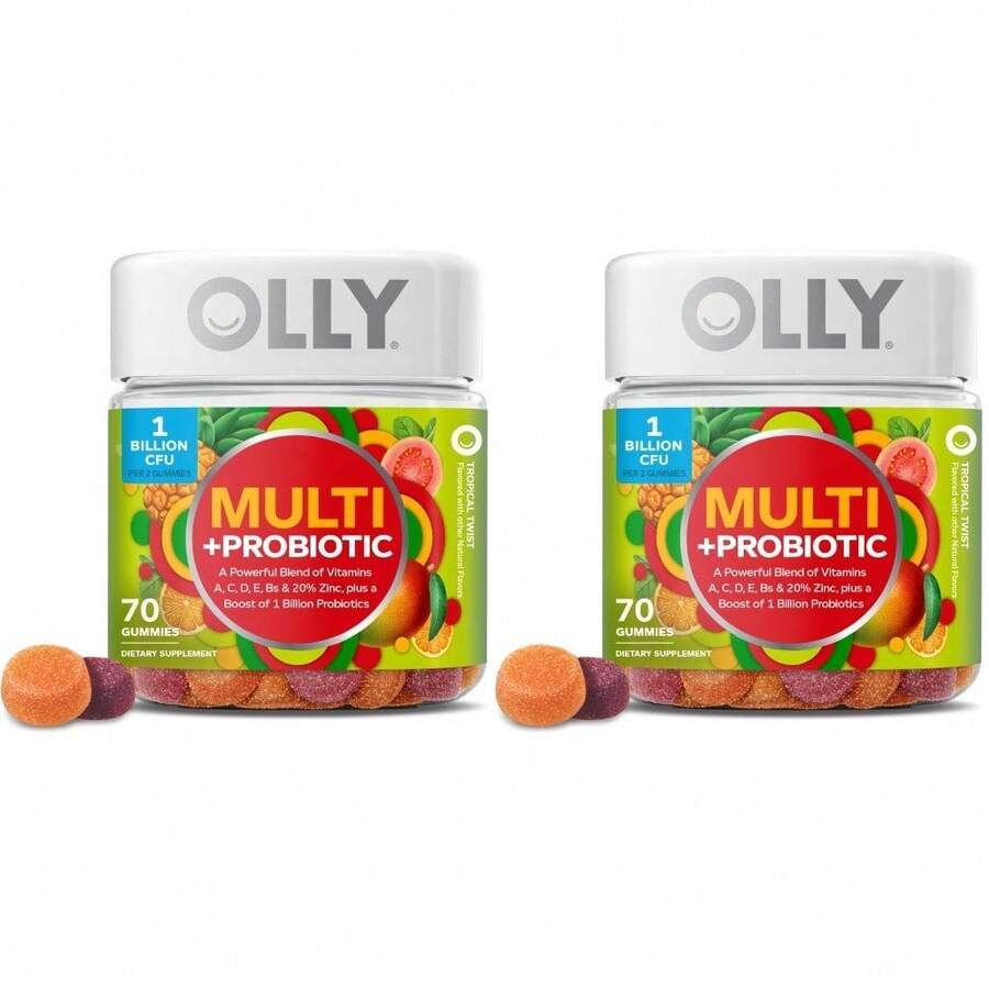 OLLY Multi + Probiotic Adult Multivitamin Gummy, 1 Billion CFUs, Digestive And Immune Support Chewable Supplement, Tropical Twist, 35 Day Supply - 70 Count - 1 份(140 盒裝) - 查看 1
