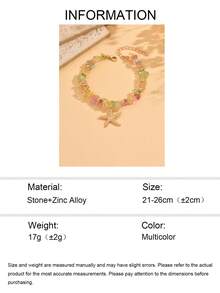 一条色彩缤纷的绿松石串珠脚链，配以海星吊坠，时尚金属质感，适合女性日常佩戴、约会、外出就餐和海滩度假。 - 彩色 - 查看 5