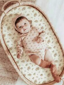 1pc Soft, Breathable 100% Cotton Muslin Baby Crib Sheet, Adorable Floral Cartoon Print, Unisex Newborn Essential - Multicolor - View 5