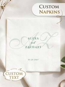 15–500 peças Guardanapos de Casamento Personalizados, Guardanapos de Festa Personalizados de 3 Camadas, Impressão Clara, Casamento, Festa de Aniversário, Chá de Noiva, Festa de Noivado, Guardanapos Descartáveis para Casal, Amante, Família, Guardanapos de Coquetel Personalizados, Presente Personalizado, Decoração de Evento - Branco - Ver 1