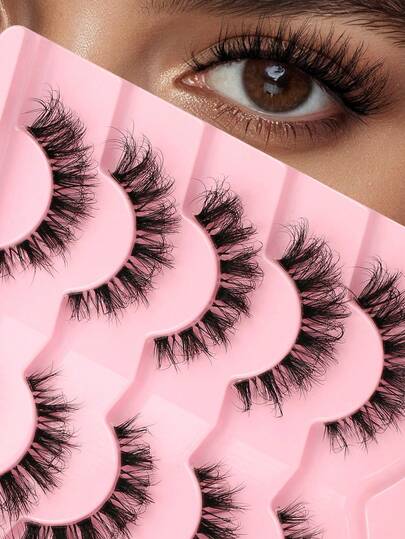 Himirell 5 Pairs 3D Faux Mink False Eyelashes Natural Fluffy Wispy Curl Eye Enlarging Volume Lashes Soft Lightweight Reusable Comfortable Fake Eye Lashes Suitable For Daily Wear Party Wedding Makeup For Women