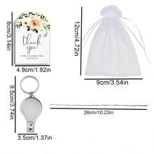 5套派对礼品套装批发，包括三合一指甲钳、开瓶器、钥匙扣、感谢卡、欧根纱袋和洗礼派对纪念品 - 銀色 - 查看 10