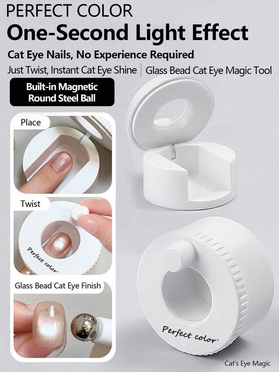 2026 Upgraded 360° Rotating Cat Eye Magnetic Tool, Evenly Strong Magnet Cat Eye Nail Tool, Excellent Light Absorption, Easy To Create Glossy Effect, Suitable For DIY Beginners (White), Recommended Perfect Color - Multicolor - View 1