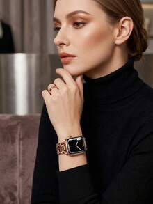 1 pieza Brazalete de acero inoxidable sólido y de moda compatible con Apple Watch de 38mm, 40mm, 41mm, 42mm, 44mm, 45mm, 46mm, 49mm, correa elegante apta para Apple Watch Series Ultra 3/2/1 11 10 9 8 7 SE3 6 5 4 3 2 1, brazalete de reloj inteligente de moda para Apple Watch - 38/40/41/42 mm (S10/11) - Ver 7