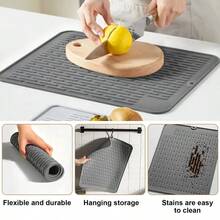 Rejilla de secado de platos de silicona, organizador de cubiertos estilo cajón, alfombrilla de almacenamiento y escurridor de utensilios de cocina - Ver 9