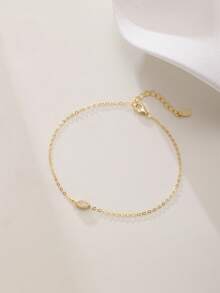 SYMFNY S925 Sterling Silver Layering Anklet For Women, Delicate Tiny Rhombus & Eye Shape Zirconia Charm Ankle Bracelet, Adjustable Summer Beach Barefoot Jewelry, Minimalist Waterproof Daily Wear Anklet. - Anklets - View 3