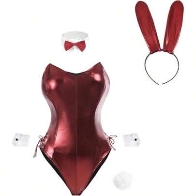 Costume de lapine pour femme, tenue pour fille, cosplay d'écolière, costume de personnage d'anime, body, ensemble bas. Cosplay, lingerie sexy, uniforme de lapine pour jeu vidéo, séduisant.