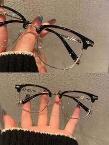 Luxurious And Elegant Reinstallation Manufacturing Court Style Blue Light Glasses,Blue Light Glasses For Woman Men Safety Glasses  Glasses Protection Computer Gaming Glasses Women Cute Light Weight Red Frame Oversized Non Prescription Small Face Square Cat Eye Reduce Eye Fatigue On Computers, TVs, Phones, And Games, Suitable For Computer Lense Screen Protector Plain Glasses Clear Lens Glasses Blue Light Light Blocking Glasses Blue Light Glasses Light Glasses For For Women Men Light Glasses For Glasses For Women 99 Blue Light Glasses For Woman Blue Light Glasses Women/Men, Fashion Round Frame UV Ray Filter Computer Gaming Glasses Computer Glasses - Anti Eyestrain & UV Glare Protection Anti Glare - 烏亮 - 查看 4