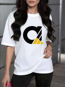 Símbolo moderno que combina líneas en amarillo y negro representando energía movimiento y equilibrio con toque urbano perfecto para atuendo contemporáneo camiseta de mujer blanca 220g casual cómoda - Blanco - Ver 8