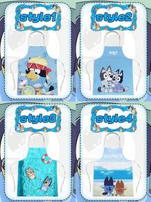 Bluey 卡通围裙，带防油涂层——一款儿童家庭式厨房无袖围裙，适合咖啡店、奶茶店、水果店等场所使用，也可作为厨房工作服或居家烹饪服。这款围裙防水防污，也适合网络红人穿着。此外，它还可以用作生日派对装饰品或赠送亲朋好友的小礼物。 - 彩色 - 查看 5