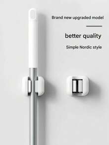 1pc/2pcs/3pcs Broom Holder, Wall-Mounted Mop Tool Storage Rack, Suitable For Home Laundry Room, Closet, Bathroom, Storage Shelf, No Drilling Required Mop Hanging Rack - View 1