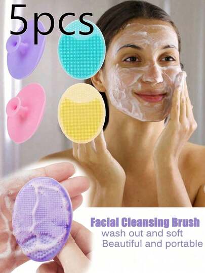 5/2 Facial Cleansing Brush Set - Handheld Elliptical Facial Cleansing Brush (With Shampoo Massager Brush), Soft Exfoliating Facial Cleansing Brush And Massager, Skin Care Tools, Travel Set, Christmas Gifts, Christmas Party, Face Washing, Cleansing