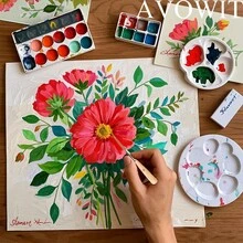 AVOWIT 5支装艺术家油画丙烯画笔套装，长毛勾线笔，短柄，超长圆头，金属箍和优质木柄，适用于油画、水彩、水粉画，非常适合绘制长笔触，吸水性强。 - 長毛刷 - 查看 7