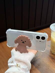 1pc Cute 3D Puppy Phone Holder Transparent Drop-Resistant/Anti-Drop Phone Case Suitable For IPhone 17/17 Air/17 Pro/17 Pro Max/16 Pro Max/16/16 Pro/16 Plus/15/15 Pro Max/15 Pro/11/12/13/14 Pro Max/11 Pro/11 Pro Max/12 Pro/12 Pro Max/13 Pro/13 Pro Max/14 Pro/14 Pro Max, Creative And Elegant Design - Rust - View 3