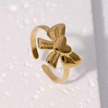 Set de 7 anillos abiertos de acero inoxidable dorado de diseño único, juego de anillos para nudillos apilables y versátiles de lujo - Dorado - Ver 8