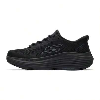 Skechers 男士黑色运动鞋，休闲鞋，舒适减震日常户外跑步鞋，220622-BBK