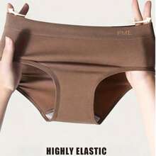 2pcs Women's Seamless Mid-Waist Meralda Colorful Panties, High Elastic Lift Butt Briefs With  Comfortable Ladies Underwear I Discovered Amazing Products On - 白+咖 - 查看 5