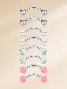 CIZME 16G 316L Stainless Steel Eyebrow Ring Ear Stud Earrings 8mm 10mm 8pcs Curved Barbell Piercing Jewelry For Women And Men - Multicolor - View 4