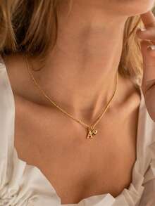 女士项链 18K镀金字母项链 精致金色名字项链 个性化小爱心吊坠首字母项链 金饰 - 金色 - 查看 3