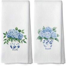 Bộ 2 khăn lau bếp họa tiết hoa cẩm tú cầu xanh trắng, khăn lau bát đĩa, khăn lau tay, khăn trang trí nhà bếp, quà tặng hàng xóm, quà tân gia cho bạn bè, quà tặng mẹ, quà sinh nhật bạn bè. - Bộ 2 mảnh 40*60cm - Xem 6