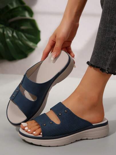 2026 Nuovi sandali estivi comodi da donna, con zeppa funzionale, suola spessa, leggeri, con chiusura a strappo, scarpe casual da spiaggia per signore, taglie comode