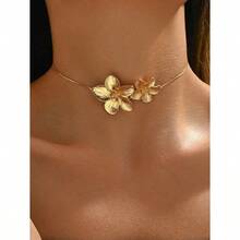 1pc Adjustable Elegant Golden Flower Design Necklace, Lightweight Charming Jewelry Suitable For Daily, Beach, Party Wear And Gift For Friends Valentines,Mom,Mother,Mother's Day,Gift - Vàng - Xem 1