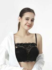 女士蕾丝连体无肩带隐形文胸，防走光胸部遮盖无缝抹胸性感短款内衣 - 多色 - 查看 8