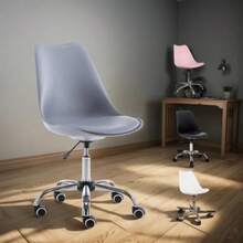 Silla de Oficina Acolchada para Escritorio con Ruedas Giratorias 360 en Piel Sintética Cómoda Ergonómica y Funcional. Gris  89681 - gris - Ver 4