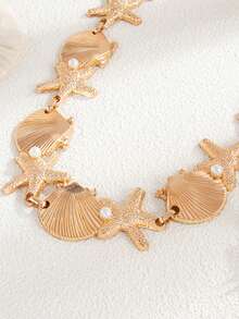 1件海洋风优雅贝壳腰链，适合女性日常佩戴及海滩派对/度假。 - 金色 - 查看 4