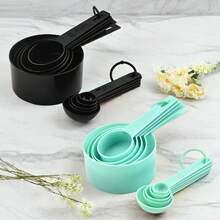 10pcs/Set Measuring Spoons & Cups, Baking Tools DIY Cake Baking Powder Scoop, 10pcs Plastic Measuring Spoons With Markings - Multicolor - View 6