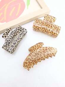 1pc Leopard Print Casual ABS Plastic Hair Claw Clip, Suitable For Daily Wear - Multicolor - View 6