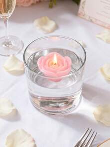 1/6 Peças Velas Flutuantes Rosas Cor de Rosa em Miniatura, Adequadas para Aromaterapia, Casamento, Festa, Decoração Doméstica e Mais - multicolorido - Visão 3