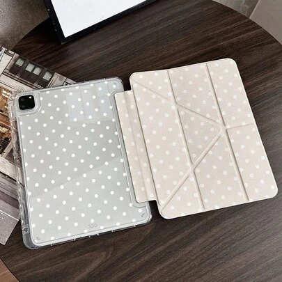 波点图案平板电脑保护套，带笔槽，兼容 iPad 10.9/10.2/Air 5/Pro 11/10/9.7/Air 2/(7代)/(8代)/Air 4/5/Pro 11/10代 10.9 英寸（2022款），具备智能休眠/唤醒功能，时尚平板电脑配件，也兼容小米 5/5PR/6/6PRO/7/7PRO/Galaxy Tab S10+/S9/A9。